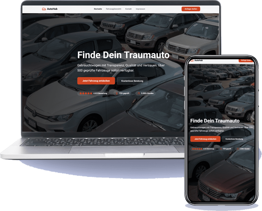 Mockup AutoHub auf Laptop und Smartphone