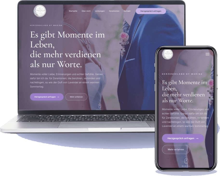 Mockup Herzensklang auf Laptop und Smartphone