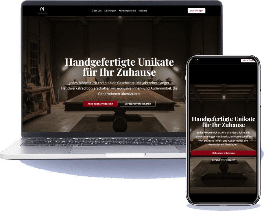 Mockup Novahaus auf Laptop und Smartphone